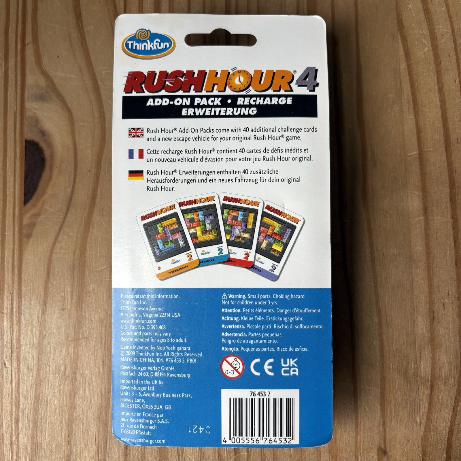 ThinkFun Rush Hour 4 Add-On Pack Game Expansion 40 Challenges & Bonus Car NEW