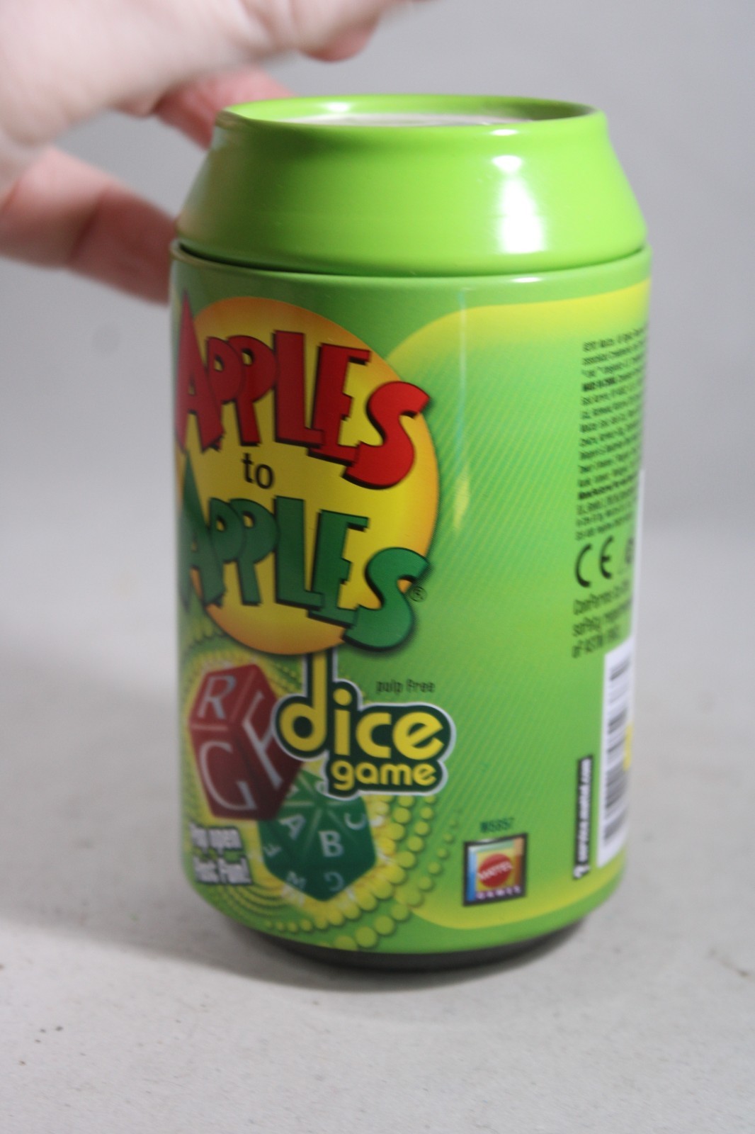 Mattel Apples to Apples Dice Game in a Can – 3-6 Players Ages 7+ Complete