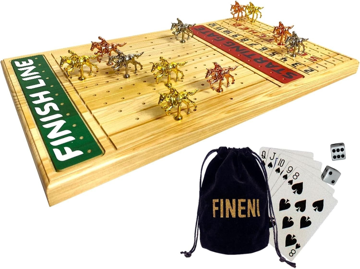 Horse Racing Game for Adults With 11 Luxurious Metal Horses Silver, Black, Ro…