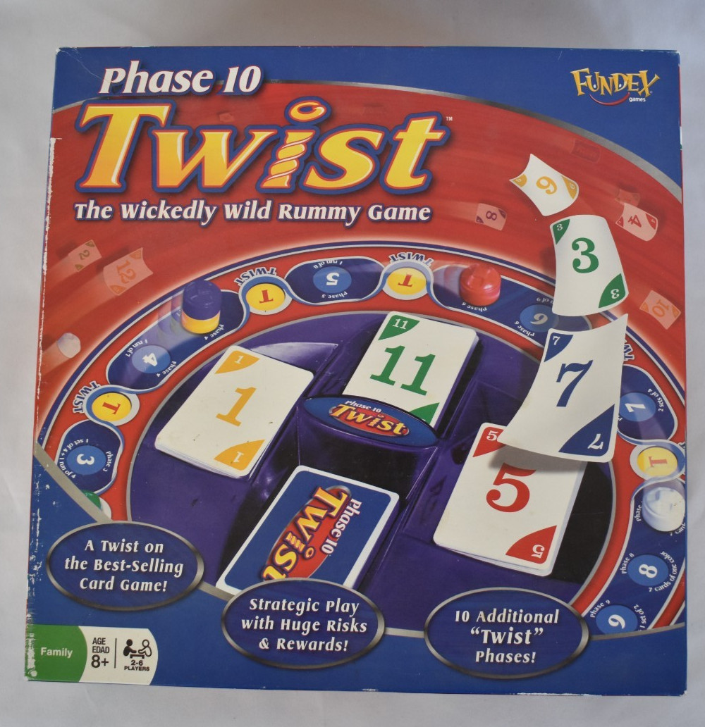 Phase 10 Twist Board Game Open Box SEALED PARTS Fundex 2008 Wickedly Wild Rummy