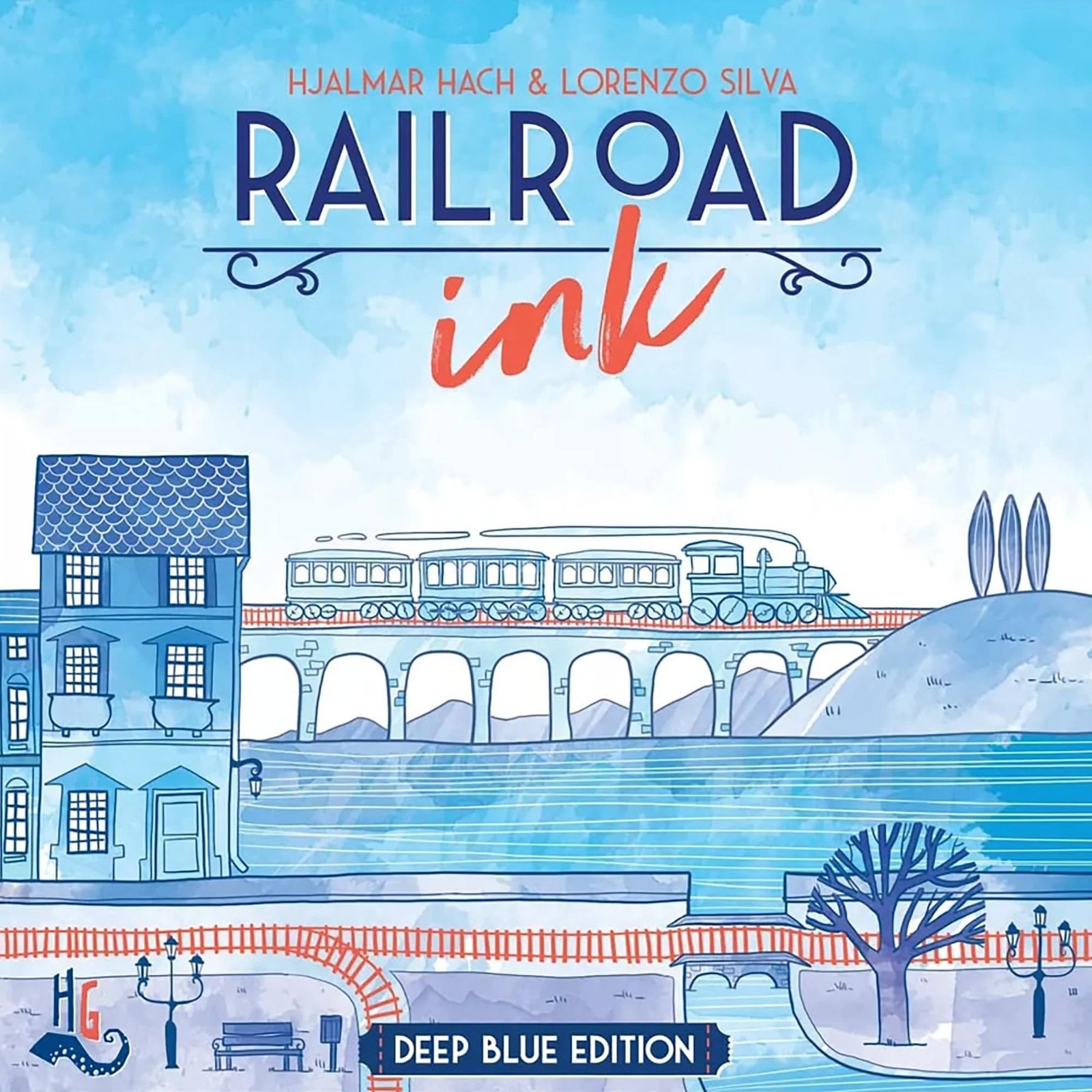 Railroad Ink: Deep Blue Edition – Roll Dice and Draw Railways and Routes, 7 R…