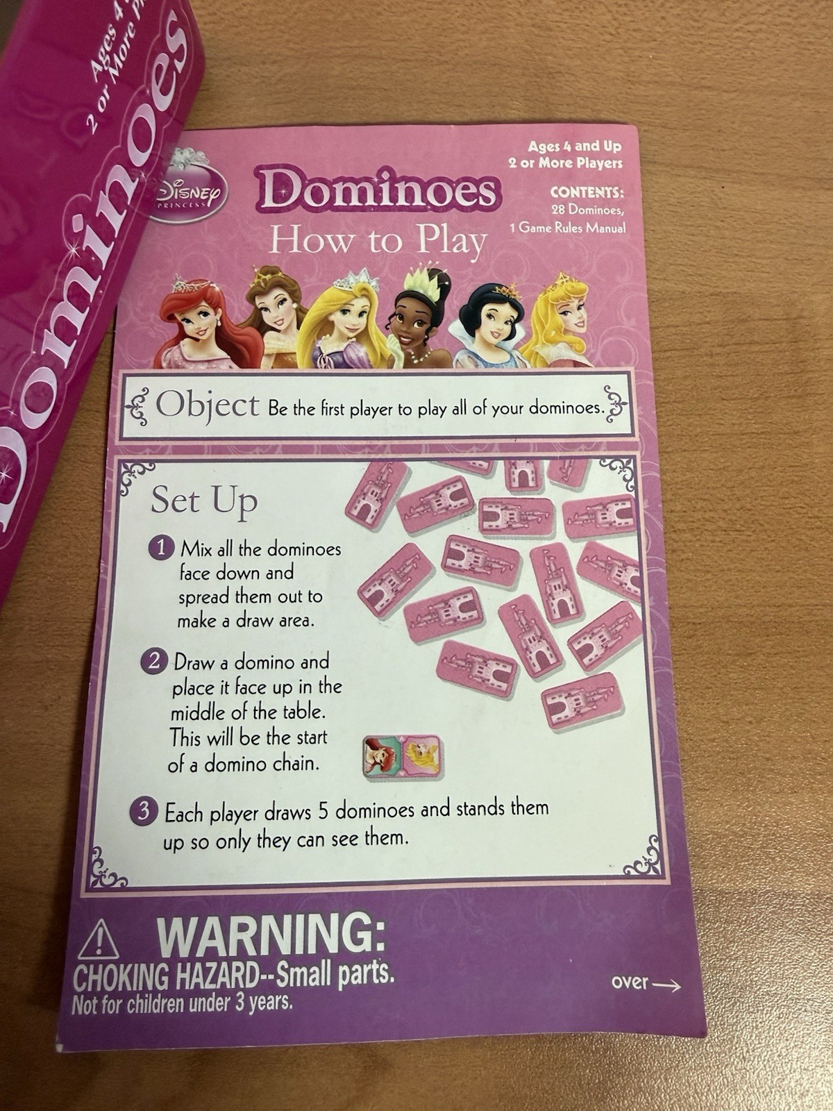 Disney Princess DOMINOES Game in Pink Metal Tin. Wonder Forge, SET COMPLETE