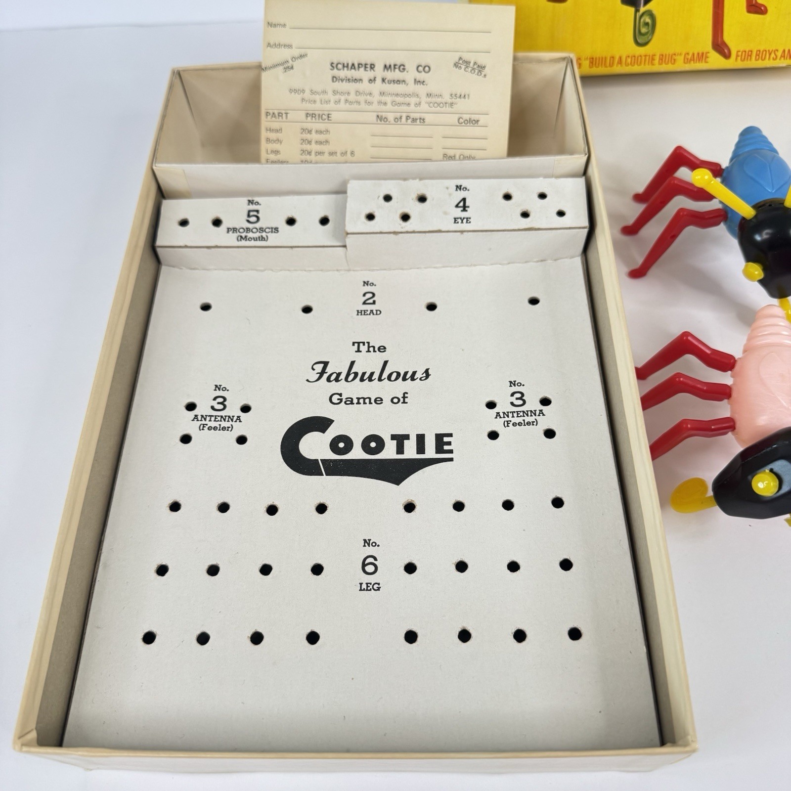 Vintage Cootie Game 1966 Schaper Manufacturing Complete, All Black Heads