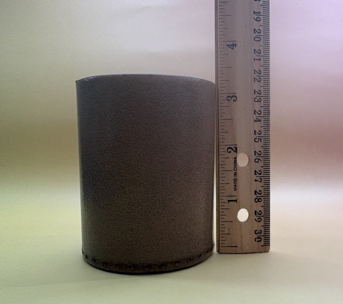 TWO Vintage DICE CUPS Shakers Tan Leather Round Backgammon Crisloid-Style