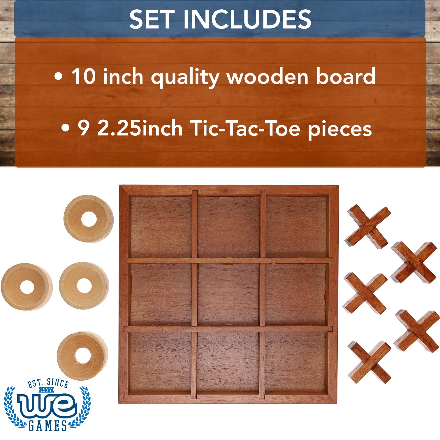 WE Games Tic Tac Toe Wooden Board Game, Patio Decor, Outdoor Games, Backyard