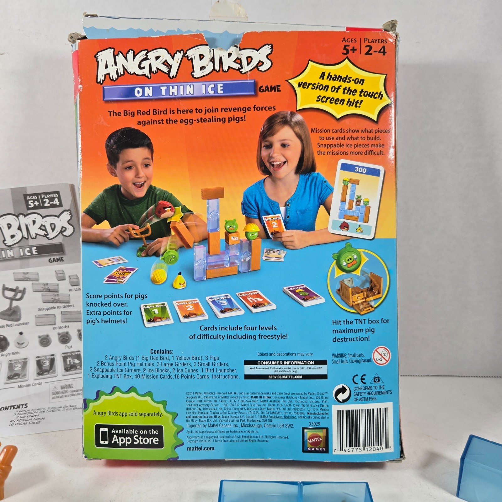 Mattel ANGRY BIRDS On Thin Ice Board Game 95% Complete MISSING 2 lg girders, TNT