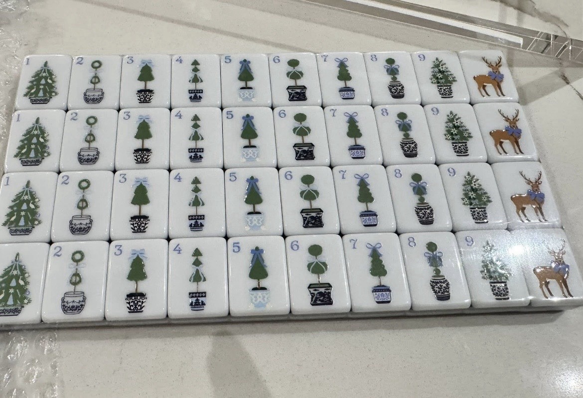 Chinoiserie Cheer Inspired 4-Layer American Mahjong Tiles