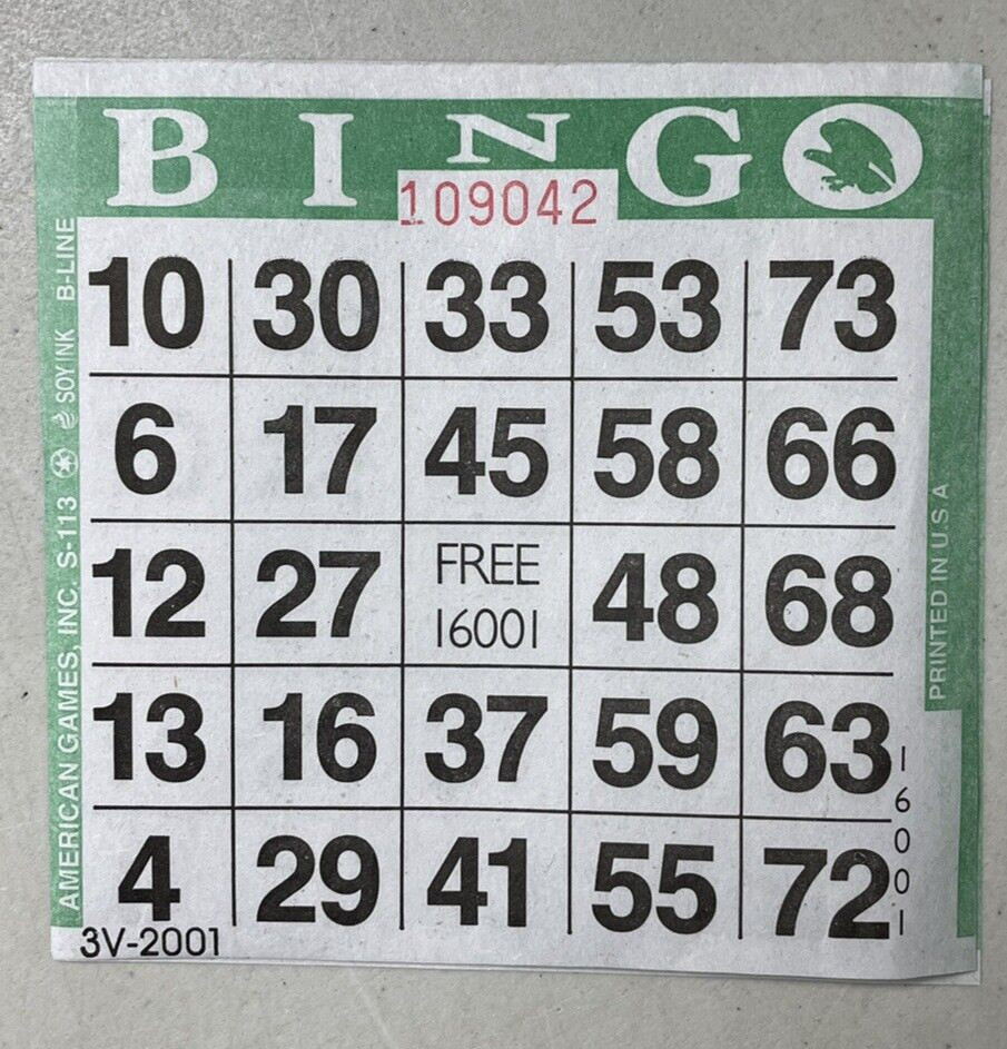 600 PAPER Bingo Cards by American Games Square 1 On Single Sheets 6 Asst Colors