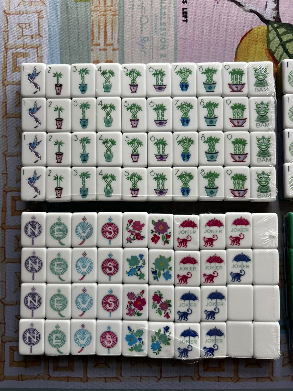 Premium American Mahjong Set – Green Mahjong Tiles and Mat