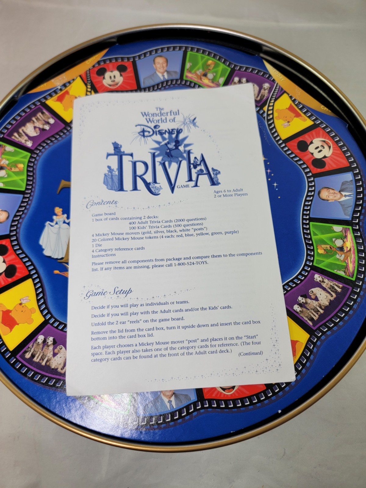 The Wonderful World Of Disney COMPLETE Trivia Board Game In Tin 1997