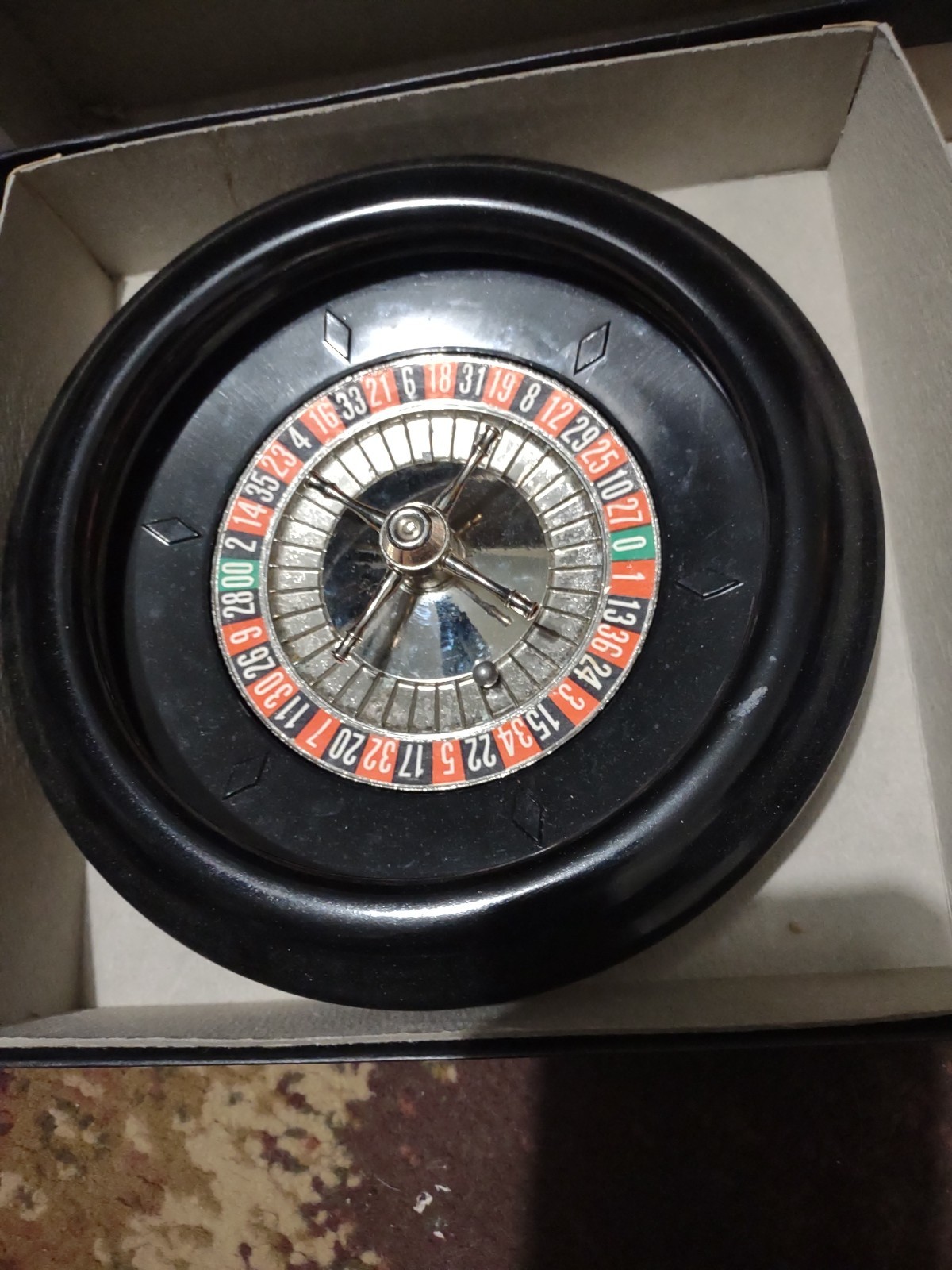 Vintage Roulette Wheel And Felt W Wheel Ball By H Baron Co 1960’s Casino Game