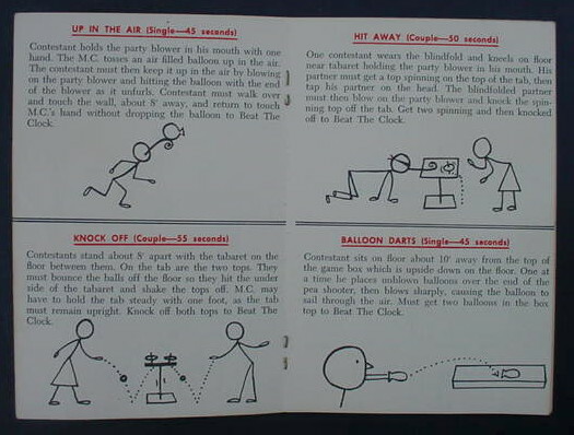 1957 How to Play Beat the Clock Game Manual Instructions Lowell Toy Corp TV Show