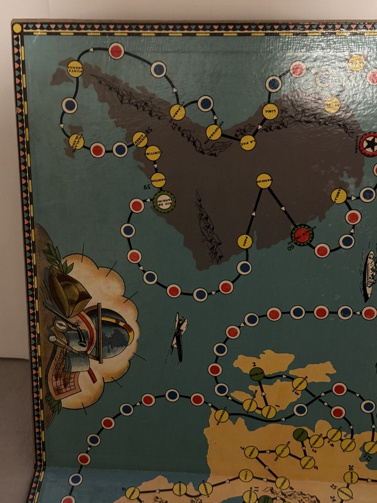 RARE Lowell Thomas Travel Game World Cruise 1937 Parker Bros. GAME BOARD ONLY