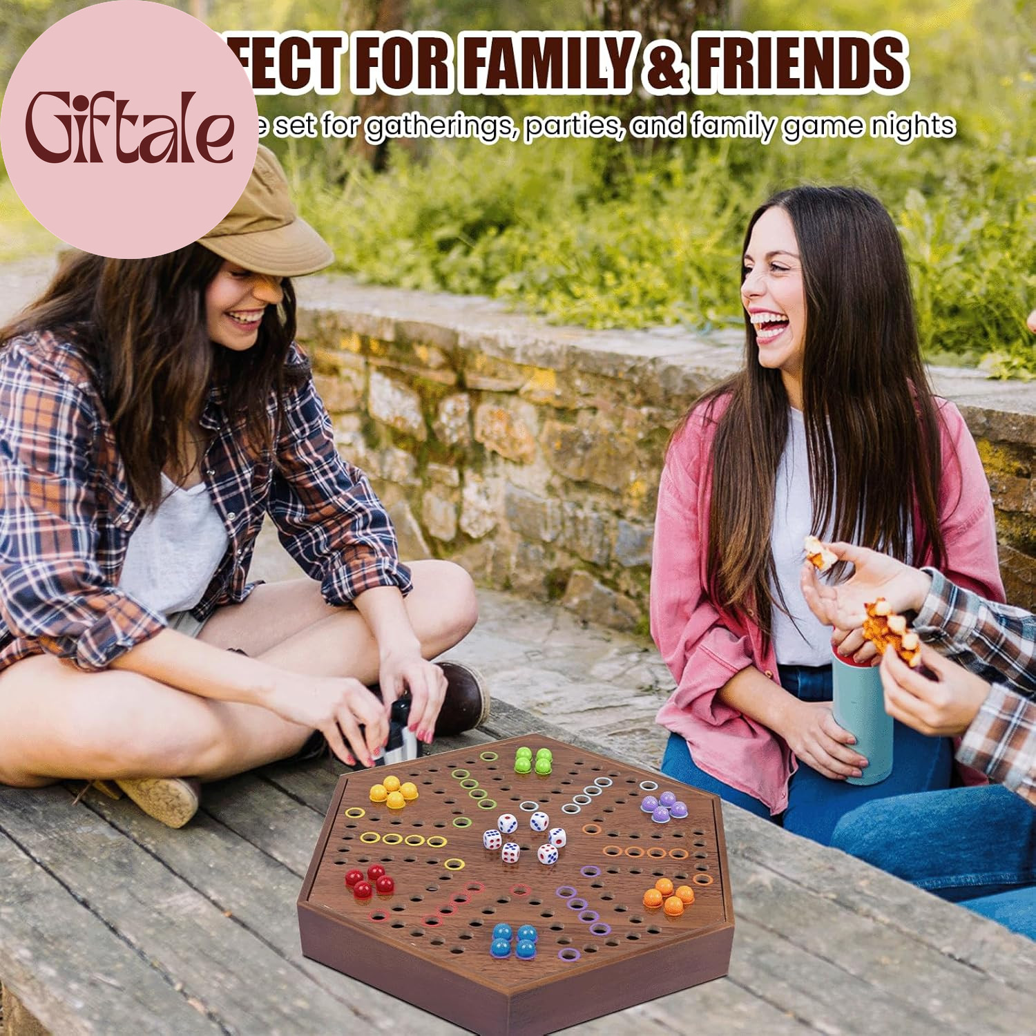 Chinese Checkers & Marble Board Game – 2-In-1 Double-Sided Wooden Board Game for