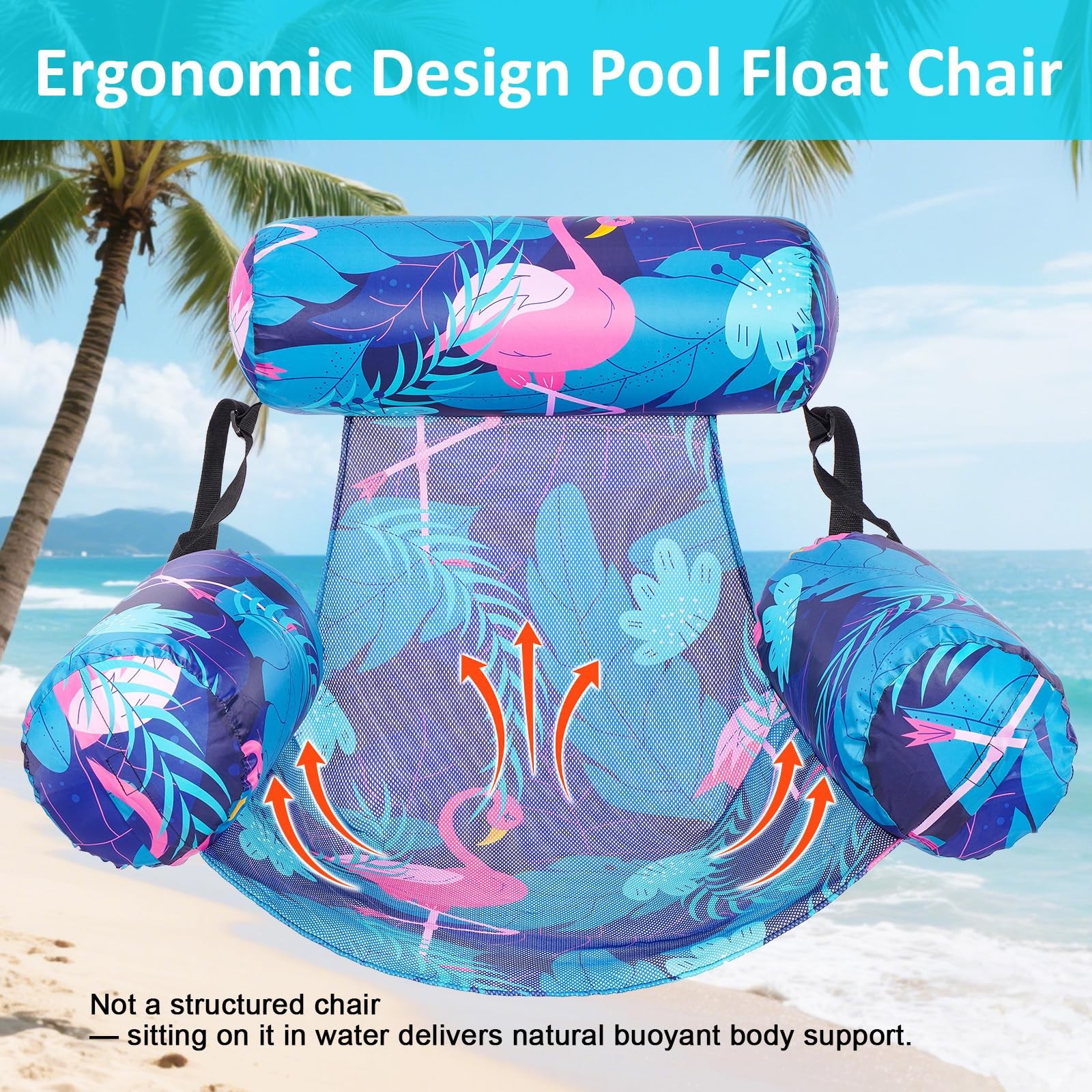 Inflatable Pool Float Chair 2 Pack Heavy Duty Water Lounge Blue Large Floats