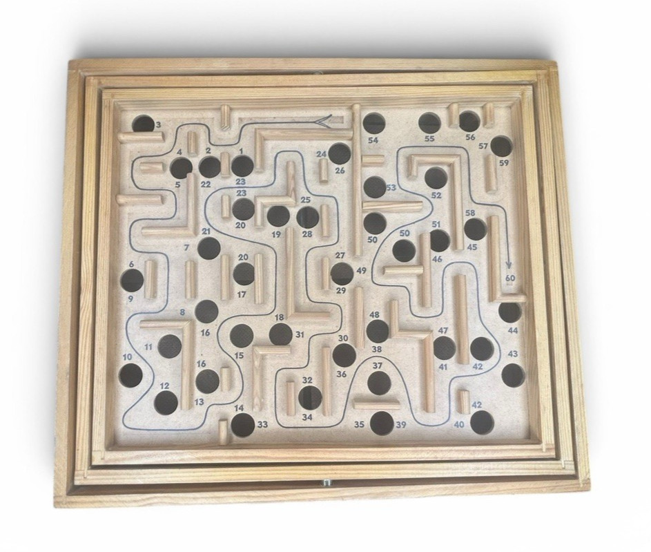 VTG. BRIO Labyrinth Wood Maze Game / Original Box – 1950s – 18376 – SWEDEN