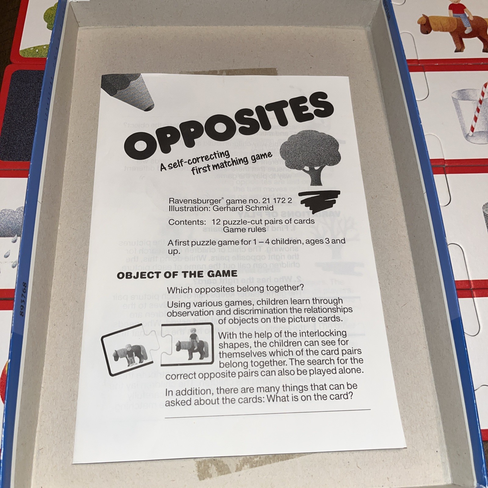 Vtg Ravensburger Opposites Self correcting First Matching Game Fun Education A4