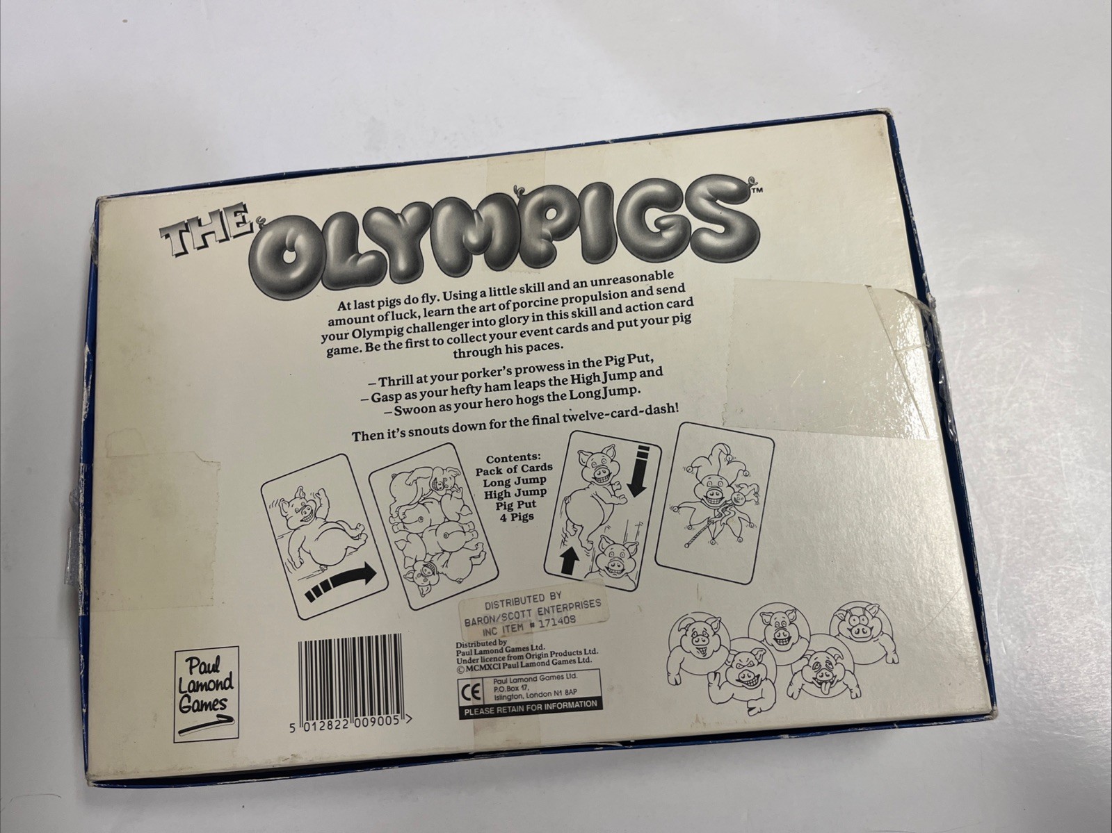 The Olympigs Skill And Action Card Game 1991 Paul Lamond Games Vintage Fun Rare!