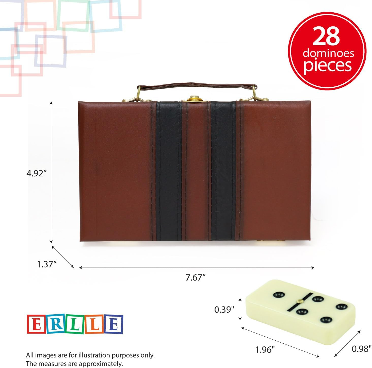 – Premium Double 6 Dominoes Set, Classic Domino Game with Leather Case, Domino S