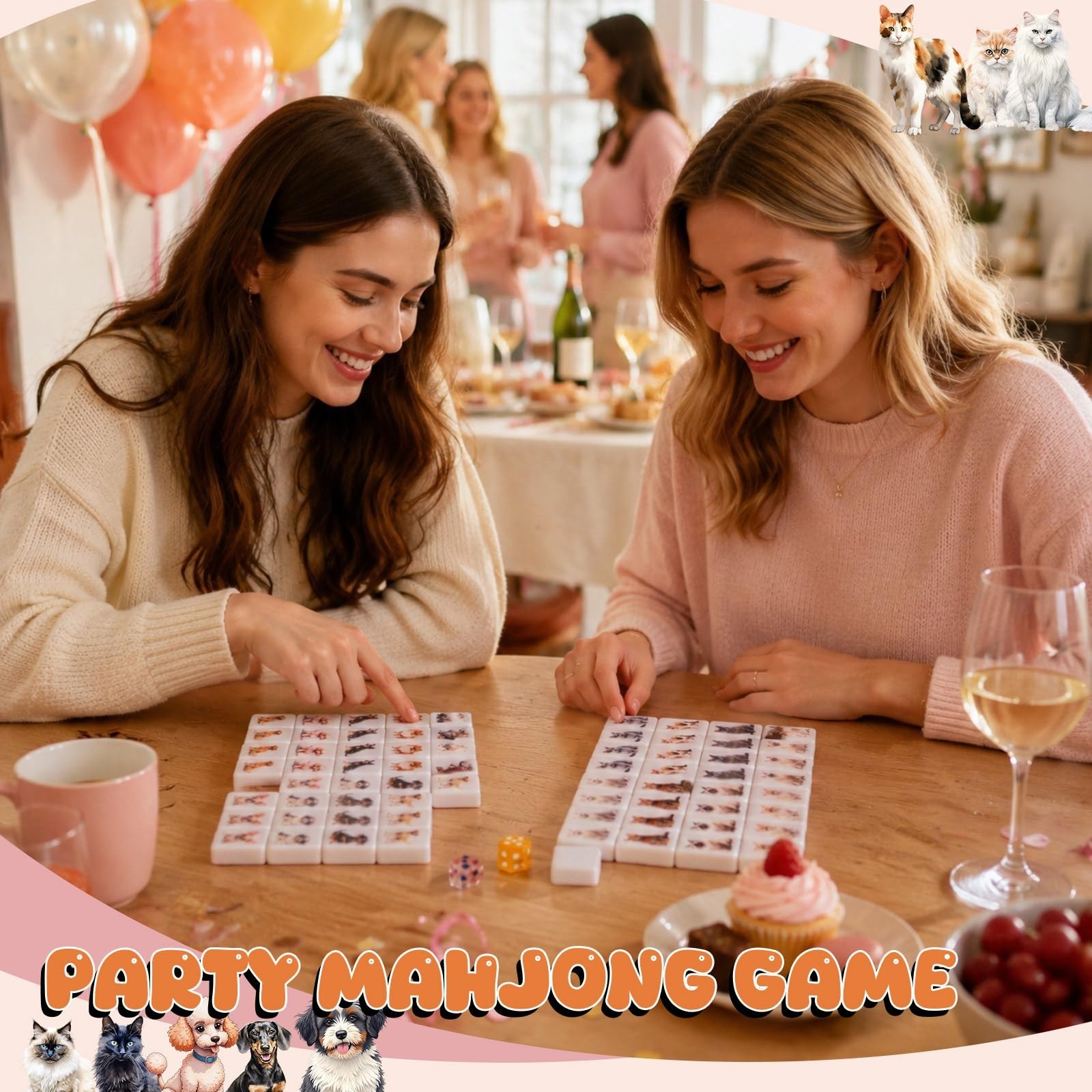 2 Player Mahjong Block Set – 65 Tiles, 30mm Push Tile Game with Storage Bags, An