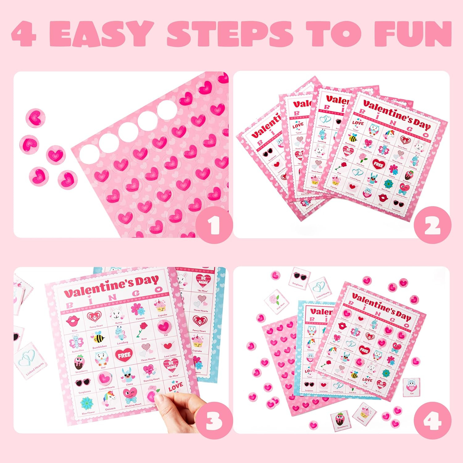 36 Player Valentines Bingo Cards 5×5 Kids Classroom Party Game Fam Activity Fun!