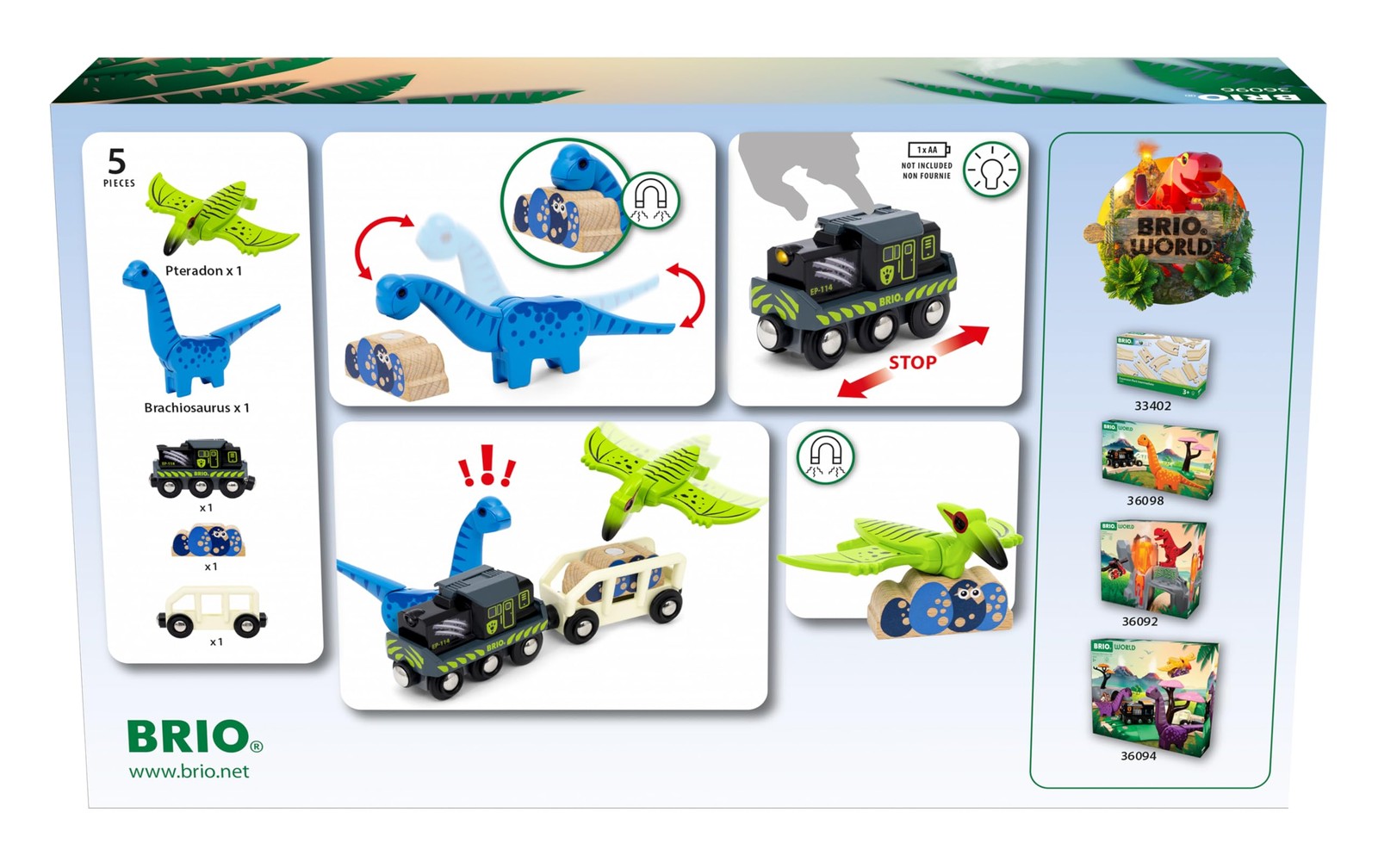 Toy Train Battery Powered Dinosaur BRIO World Model 36096 Kids Age 3+ Aged Years