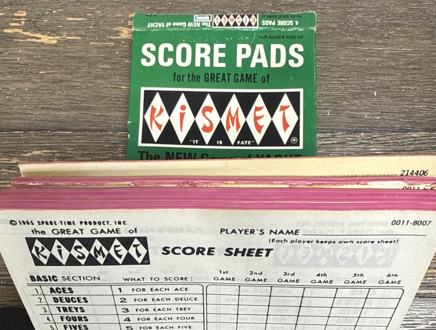 Score Pads Kismet Dice Game (1970) score pads 3 Unused Plus 2 Partials Plus