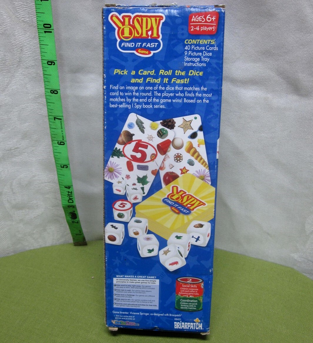 I SPY Find it Fast dice card game Briarpatch hand/eye coordination 2015 matching
