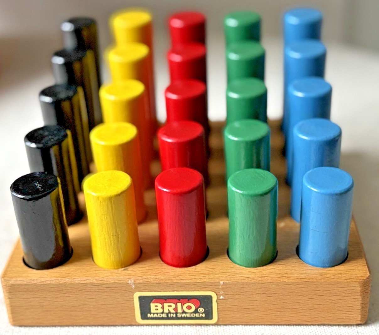 Vintage Brio Wooden Pegs Board Game Complete Educational Toy Sweden Made Mint!