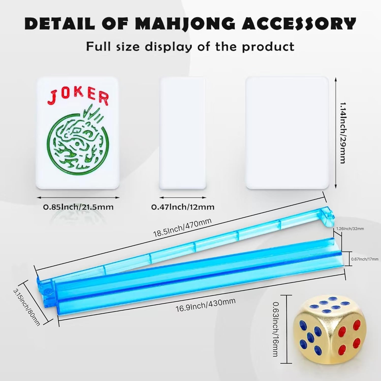 New American Mahjong Game Set, 166 Premium White Tiles with Portable Metal Dices