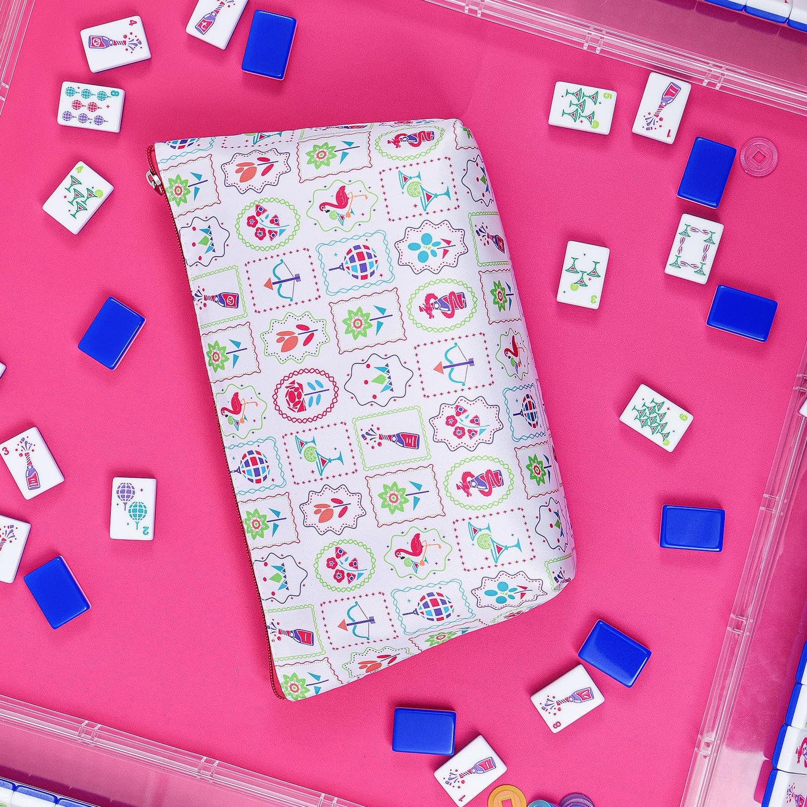 My Mahjong Trove 160 Blue Acrylic American Mahjong Game Set with Carrying Bag…
