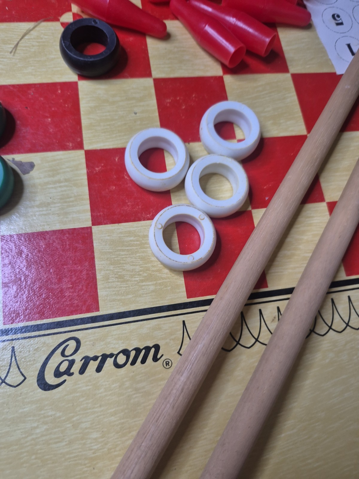 Vintage Carrom Wooden Game Board Table Model 100 Complete In Original Box