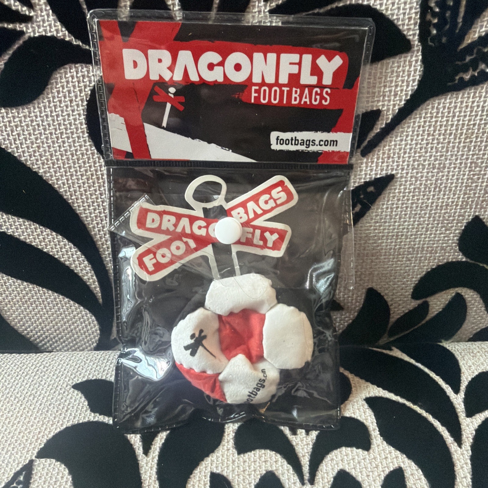 🔥Authentic Dragonfly Footbags NEMESIS 14 Metal Fill White/Red And Black🔥