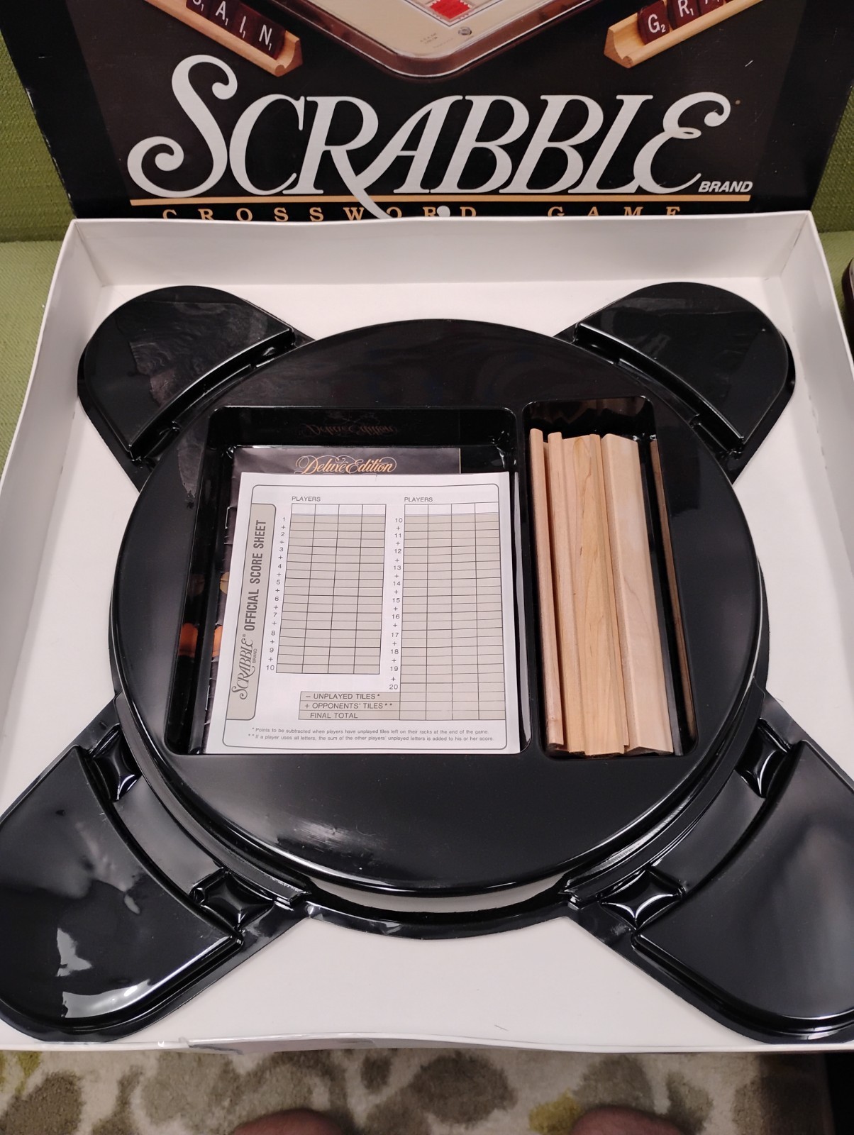 1989 Scrabble Deluxe Edition 100% COMPLETE Rotating Turntable Board Game
