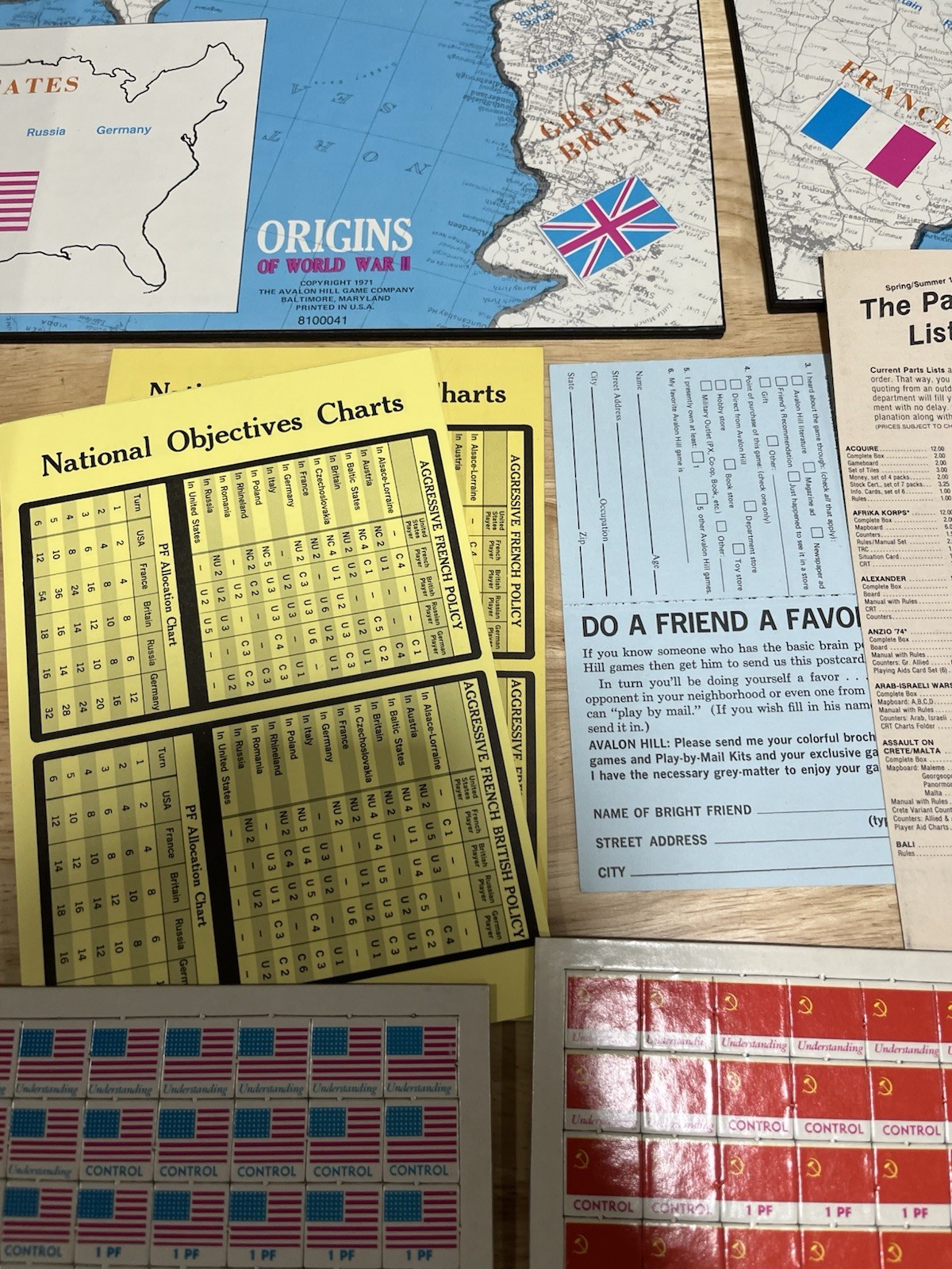Origins Of World War II 2 Board Game. Unpunched/complete. Avalon Hill Board Game