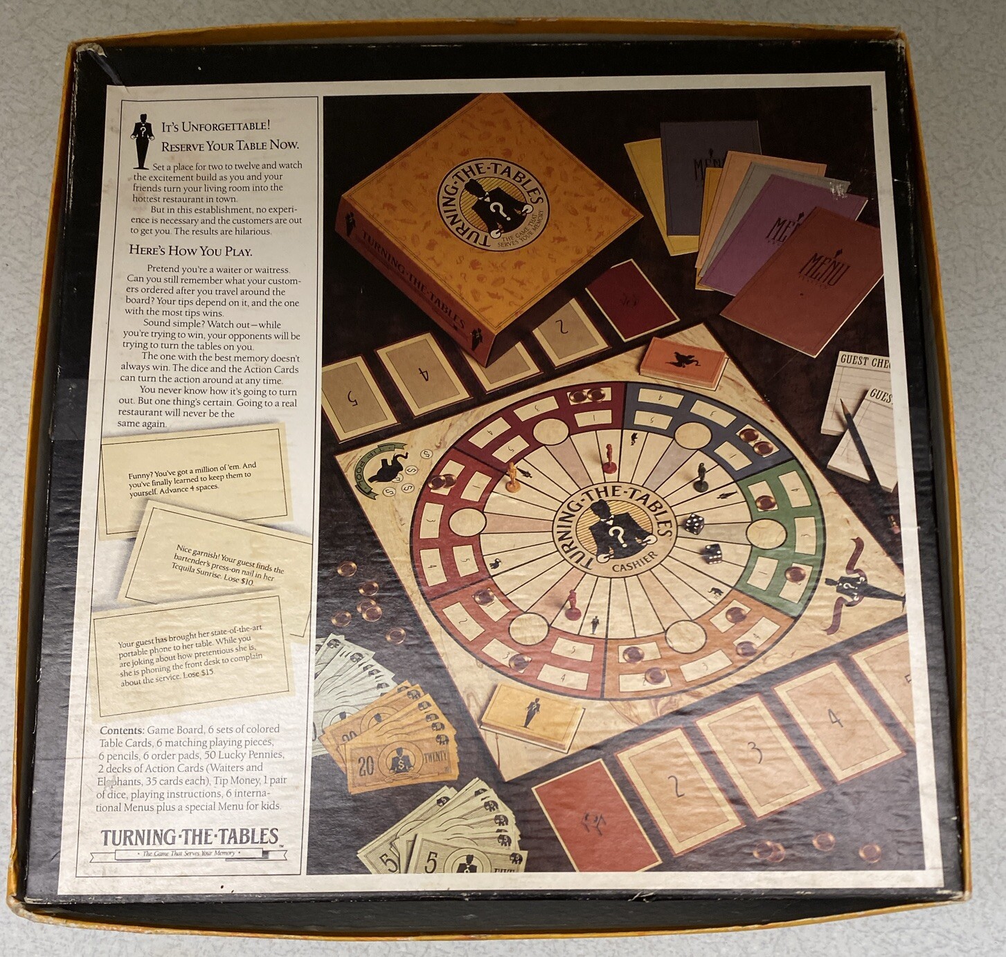 Turning The Tables Board Game Restaurant Waiter Party 1990 1st Edition Complete