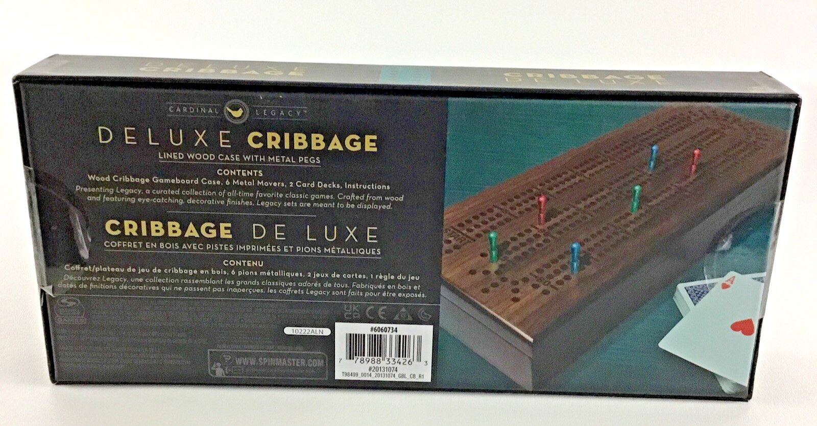 Deluxe Cribbage Family Board Game Cardinal Legacy Wooden Case Metal Movers 2020