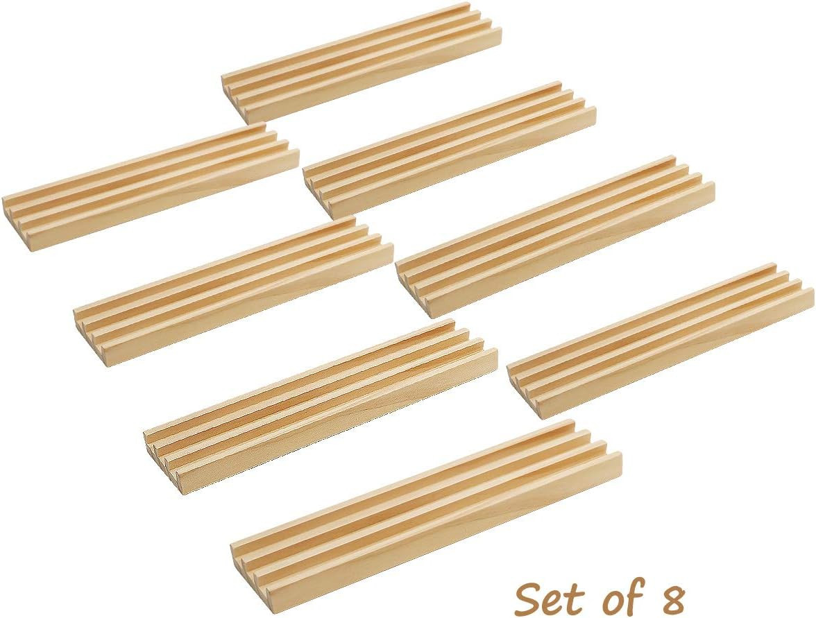 Wooden Domino Racks Set of 8 Premium Domino Trays Holders Organizer for Mexican