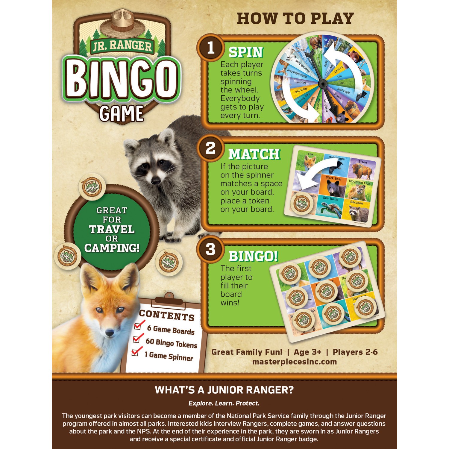 MasterPieces – Jr. Ranger – National Parks Bingo Game for Kids and Families