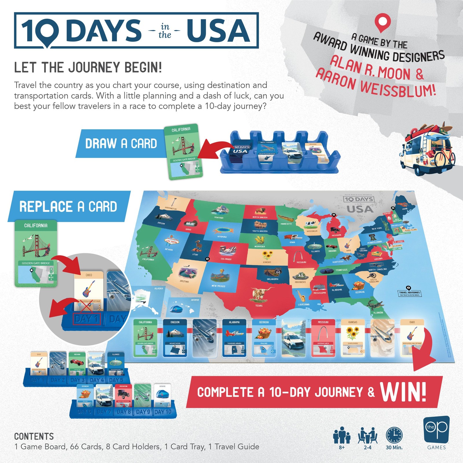 Usaopoly 10 Days In The Usa Family Road Trip Board Game For All Ages Designed