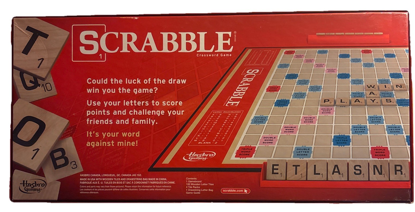 Hasbro Scrabble Game. Complete Good Set. 2013 Ed.The Letters Wood. See Descriptn