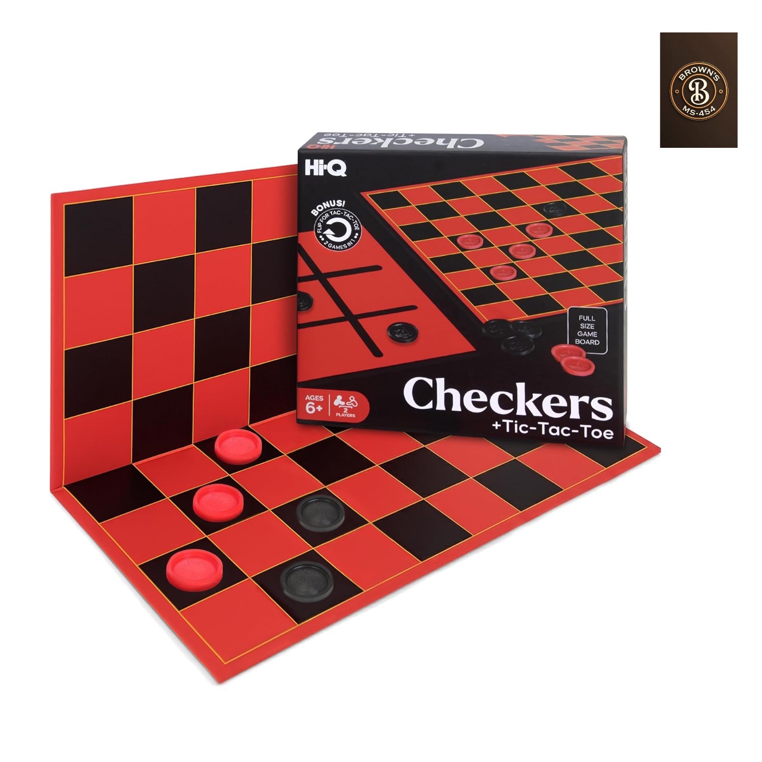 HI-Q Checkers & Tic-Tac-Toe Board Game Set – Classic Strategy for Kids & Fami…