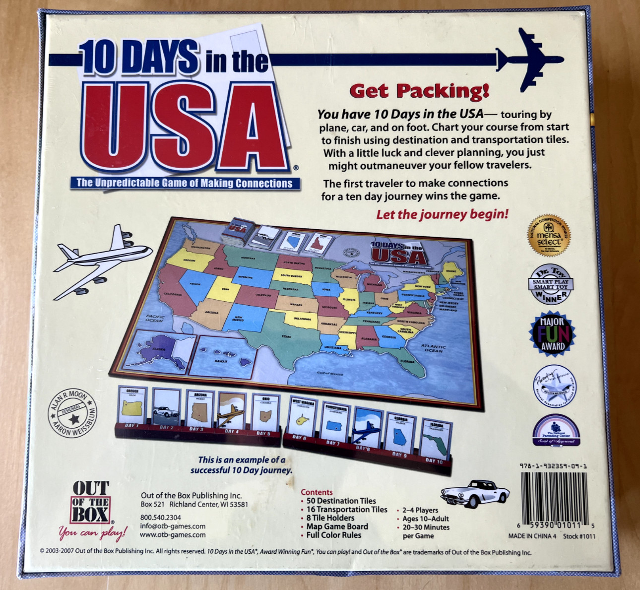 10 Days in the USA -Family Game Mensa Select OTB Games (2007) — SEALED NEW!!!