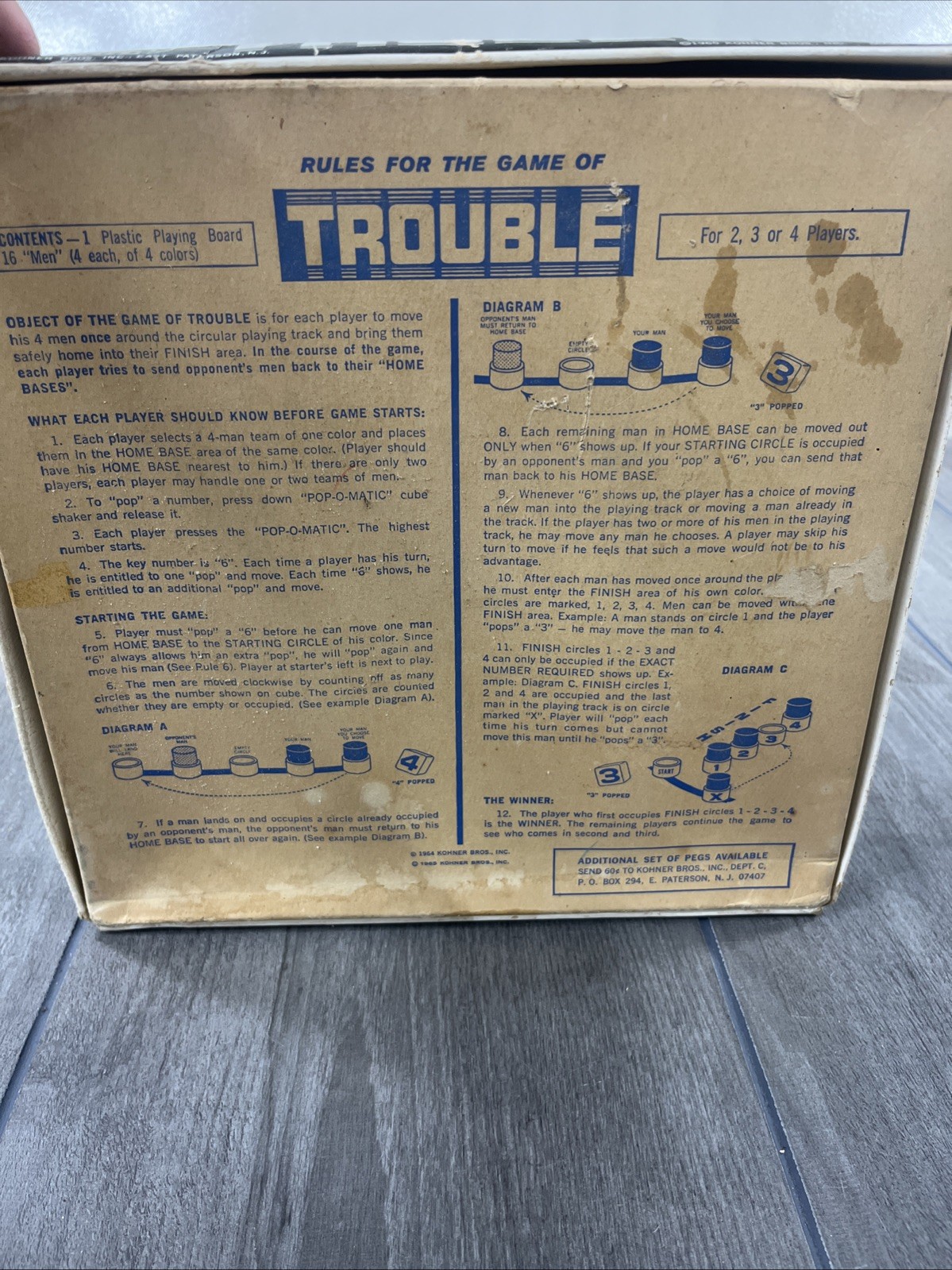 Vintage Trouble Board Game 1965 Complete With Original Pieces And Box (No Bag)