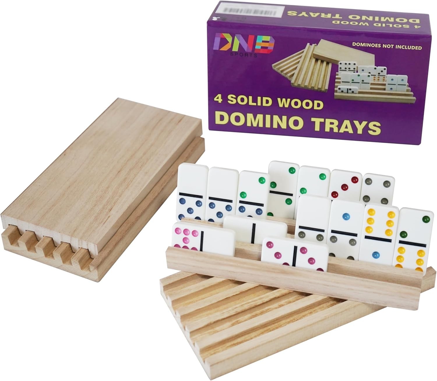DNB Wooden Domino Racks Trays – Set of 4 Holders 5 Slots per 4