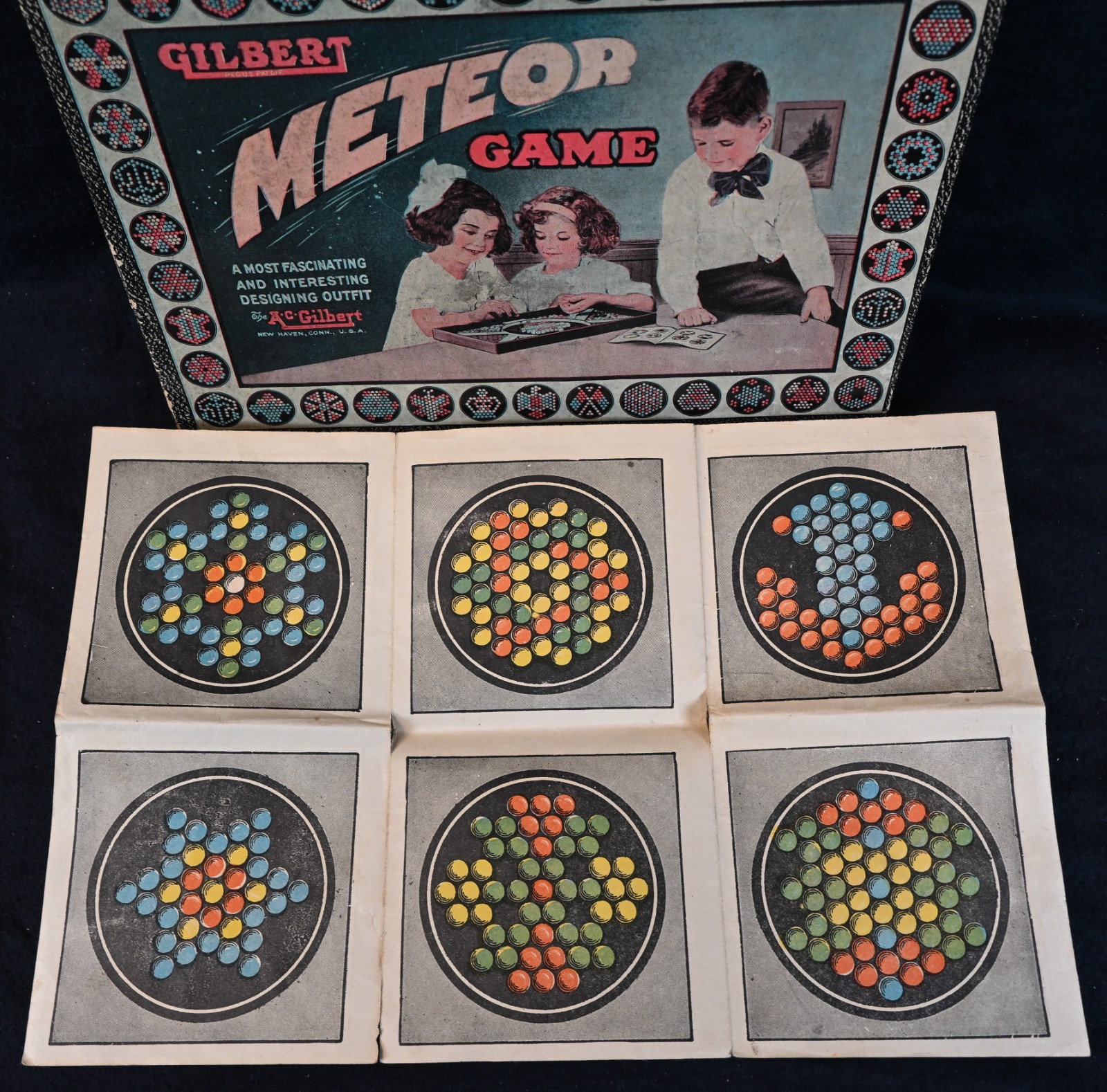 Nice Vintage Mosaic Marble Game, Meteor Game, A C Gilbert, Conn. 1920’s, S1671