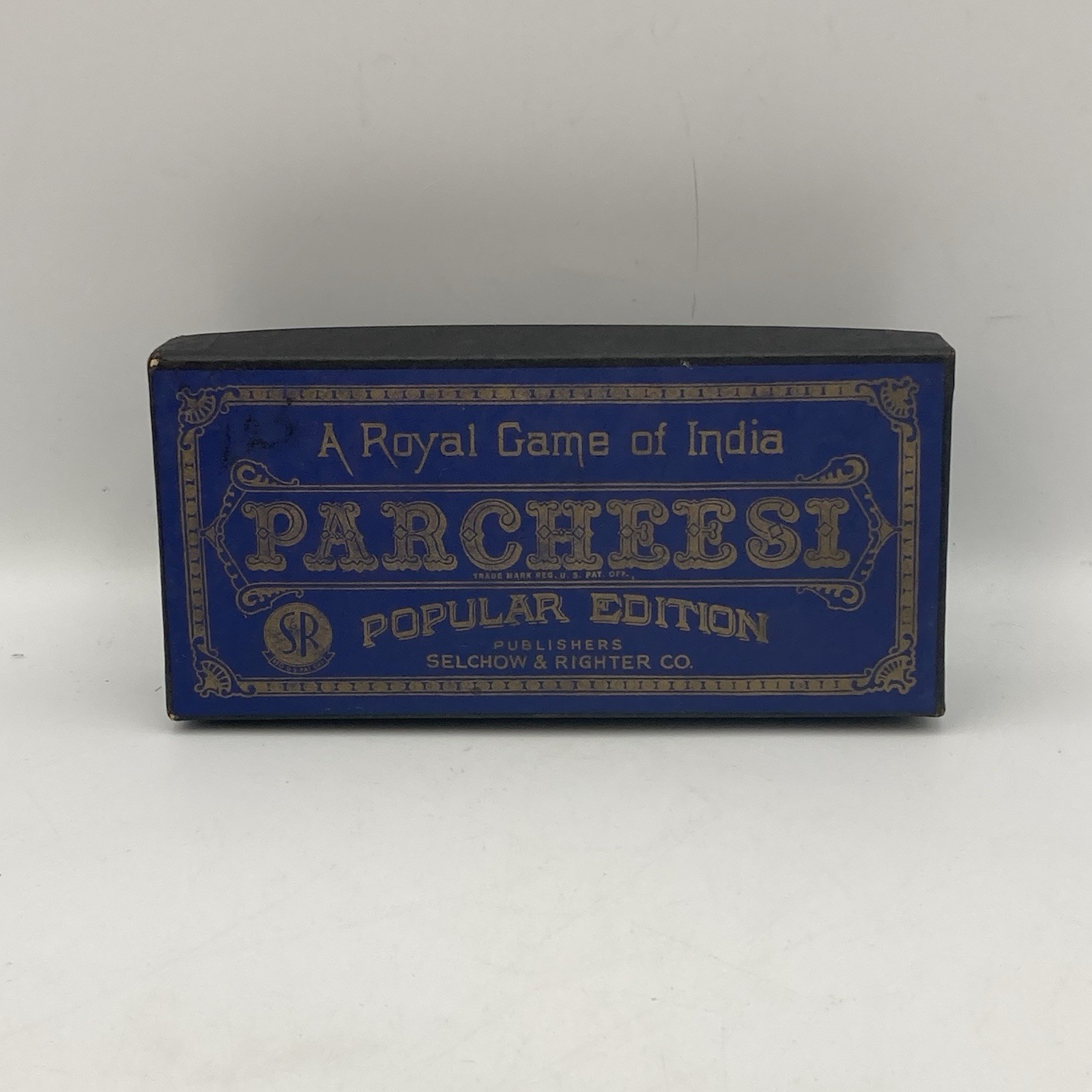 Vintage 1938 PARCHEESI Popular Edition Game SR Blue Box Missing Some Pieces