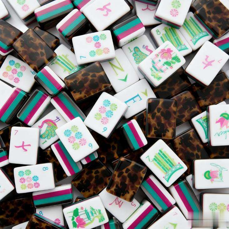 160Pcs 4-Layer Acrylic Leopard Print Engraved American Mahjong Set