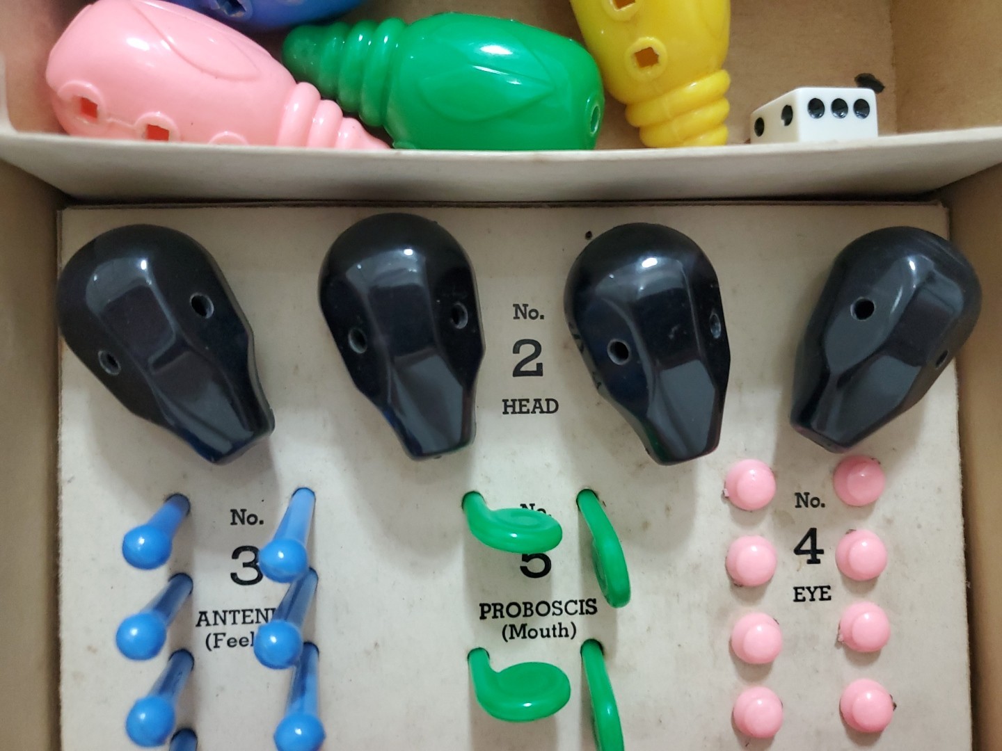 Vtg Bug Board / Dice Game: “COOTIE” 1949 Original Box W.H. Schaper MFG. Complete