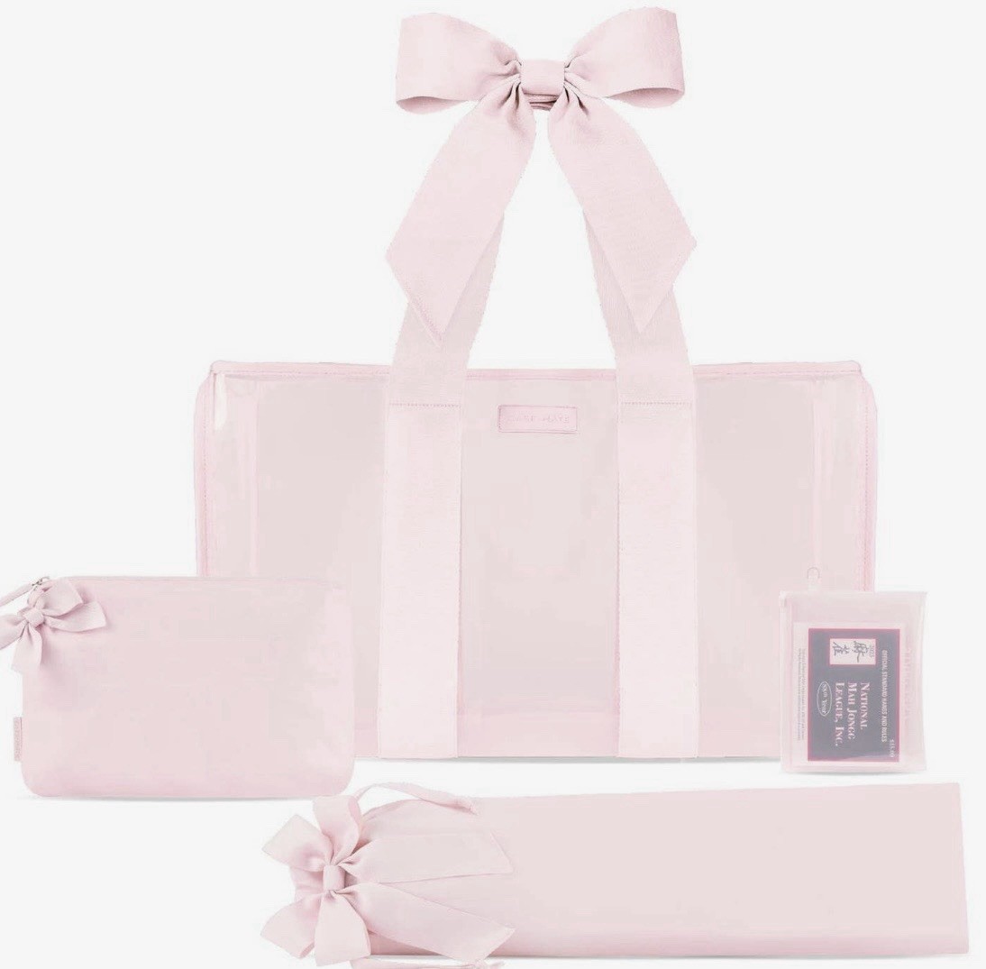 Case-Mate Mahjong Jelly Tote 4pc Set Card Pouch Rack Sleeve Tile Bag Pink NEW